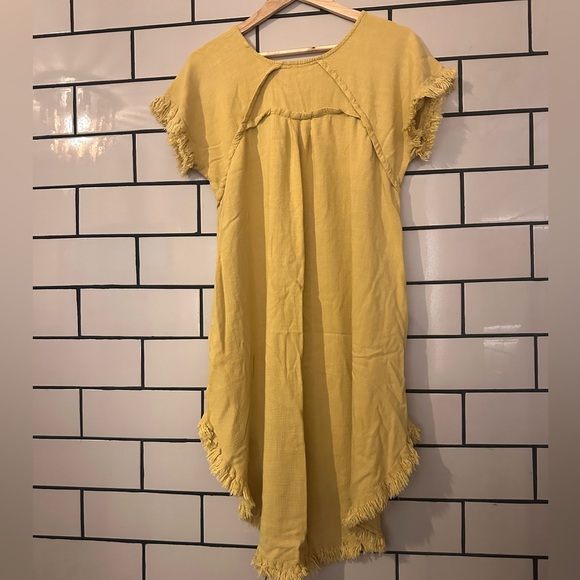 UMGEE MUSTARD YELLOW FRINGE MIDI DRESS - Picture 7 of 7